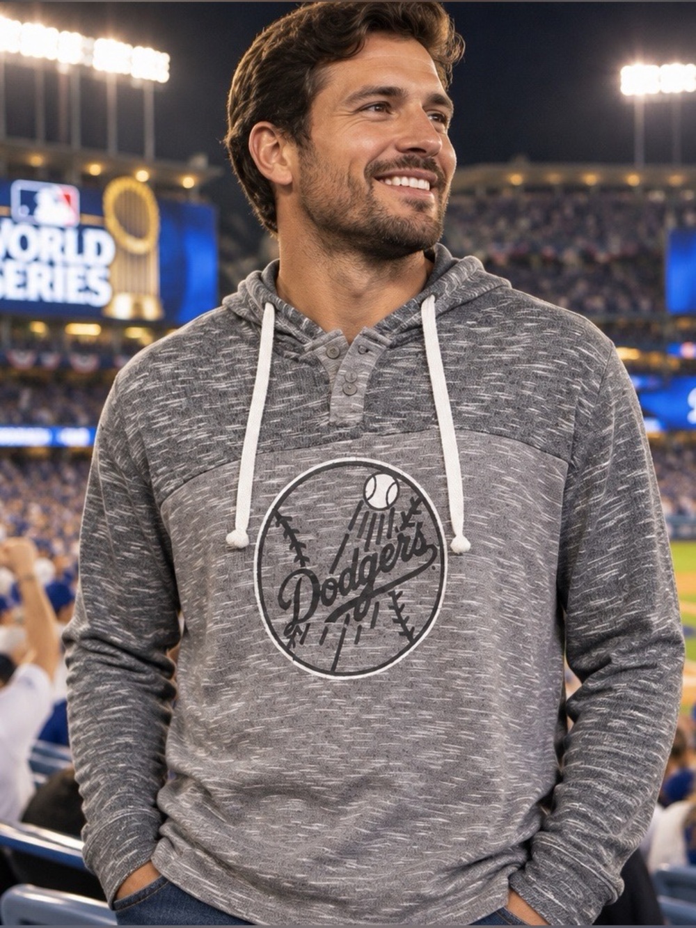 Champion True Fan LA Dodgers Hoodie Men’s XL Gray Pullover MLB Baseball